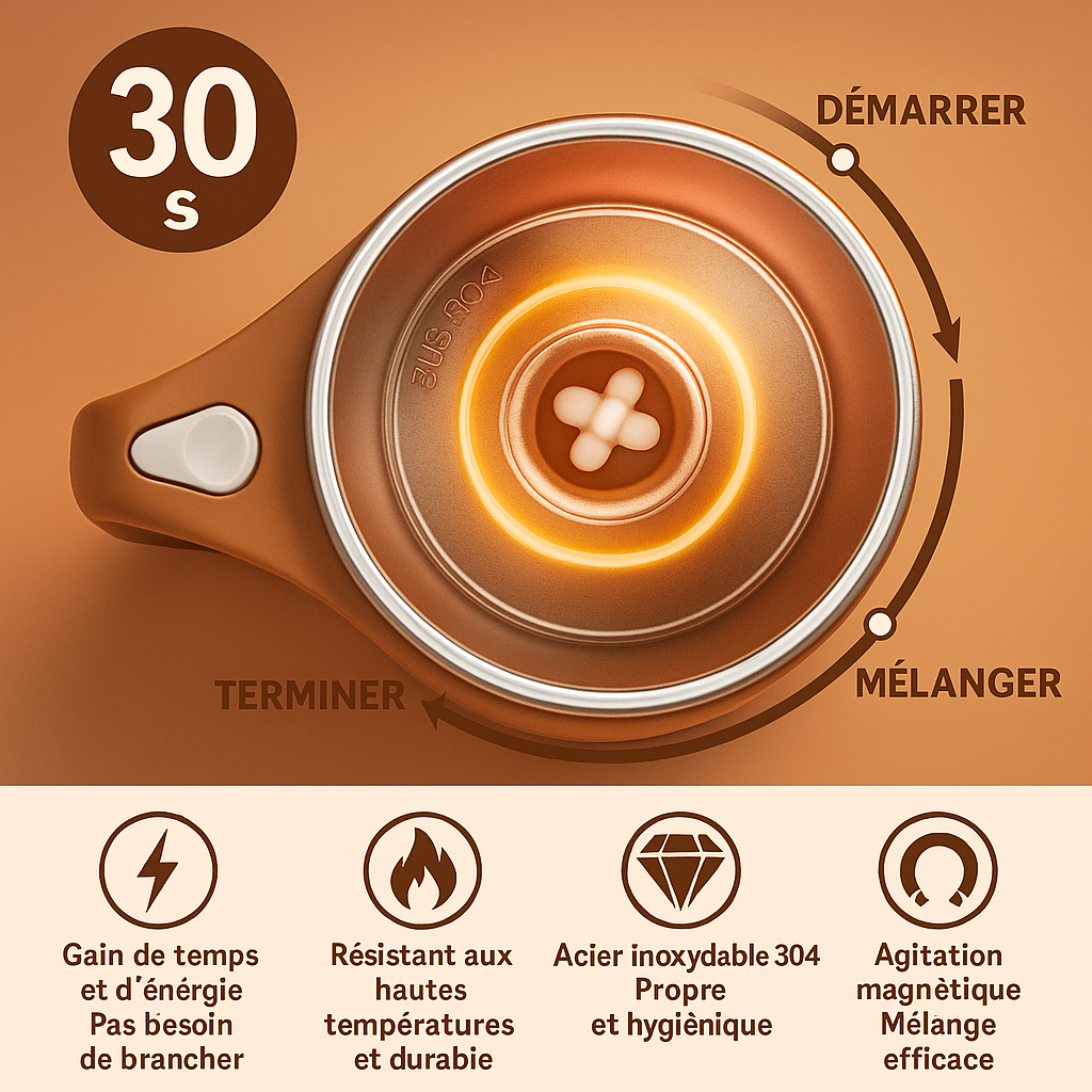Tasse isotherme - magnétique rotative