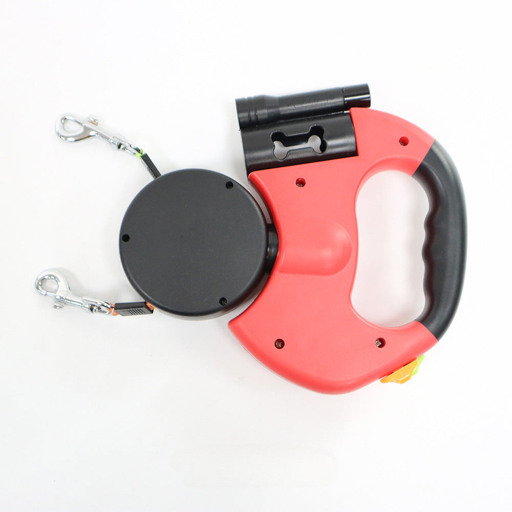 Laisse double pour chien avec émerillon anti-enchevêtrement et lumière LED