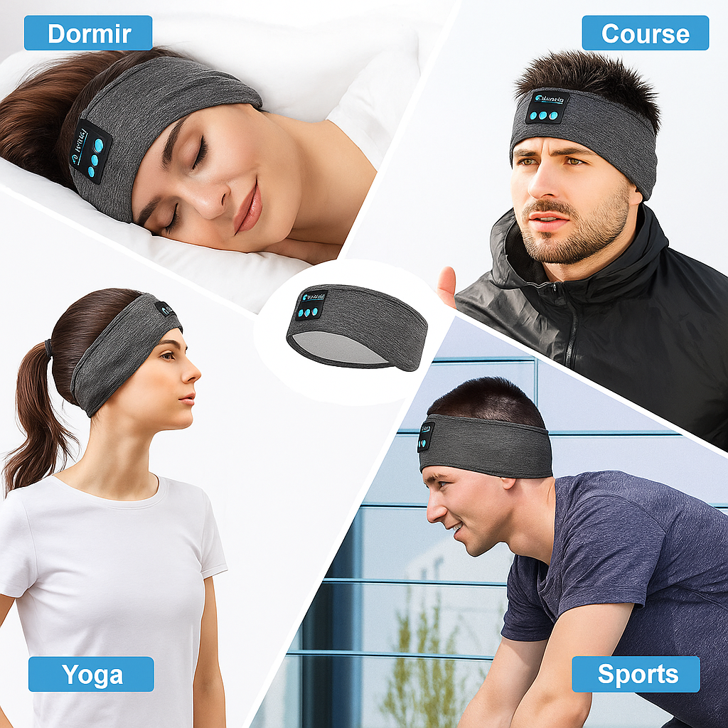 Écouteurs sans fil Bluetooth, musique, sport, masque de sommeil