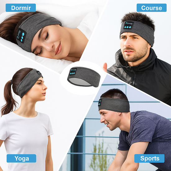Écouteurs sans fil Bluetooth, musique, sport, masque de sommeil