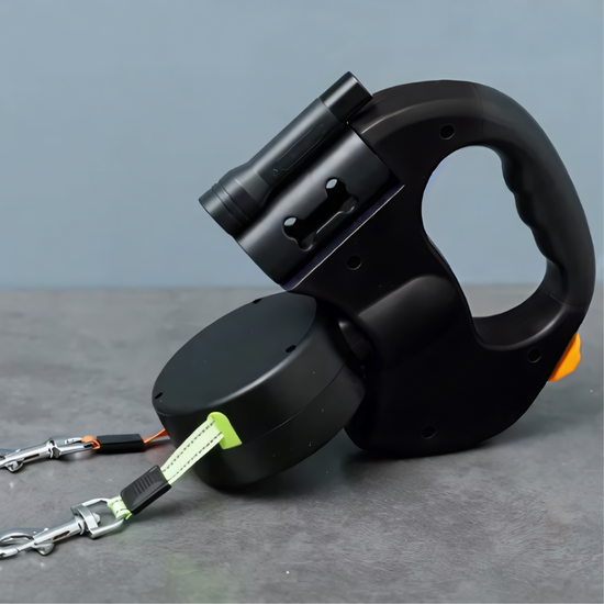 Laisse double pour chien avec émerillon anti-enchevêtrement et lumière LED