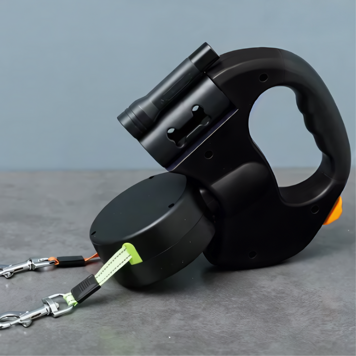 Laisse double pour chien avec émerillon anti-enchevêtrement et lumière LED
